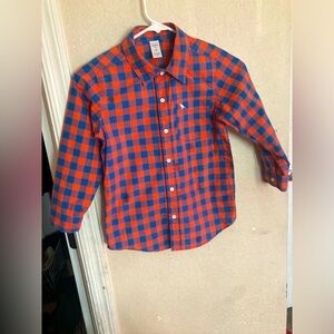 Carter’s Blue & Orange Gingham Long Sleeve Button-Down Shirt - Size 7